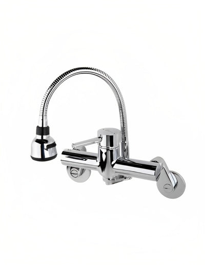 QUOSS COBRA KITCHEN / LAUNDRY MIXER WITH FLEXIBLE SPOUT 225MM CHROME (WITH MULTIPLE FITTING OPTIONS)