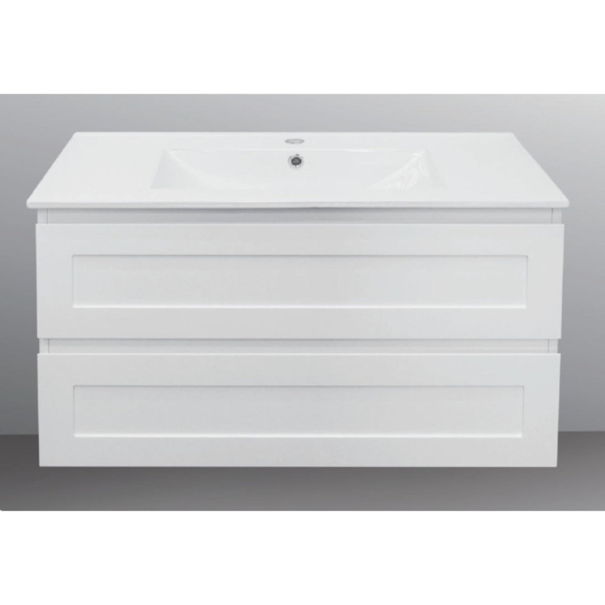 BTH SHAKER PROFILE DRAWER MATTE WHITE 750MM SINGLE BOWL WALL HUNG VANITY