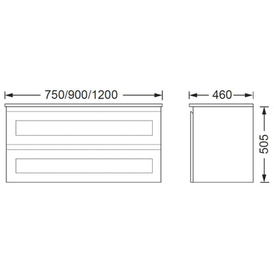 BTH SHAKER PROFILE DRAWER MATTE WHITE 900MM SINGLE BOWL WALL HUNG VANITY