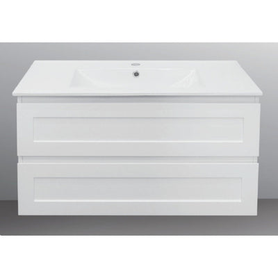 BTH SHAKER PROFILE DRAWER MATTE WHITE 900MM SINGLE BOWL WALL HUNG VANITY