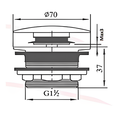 POSEIDON BATHTUB POP-UP WASTE NON-OVERFLOW MATTE BLACK 40MM