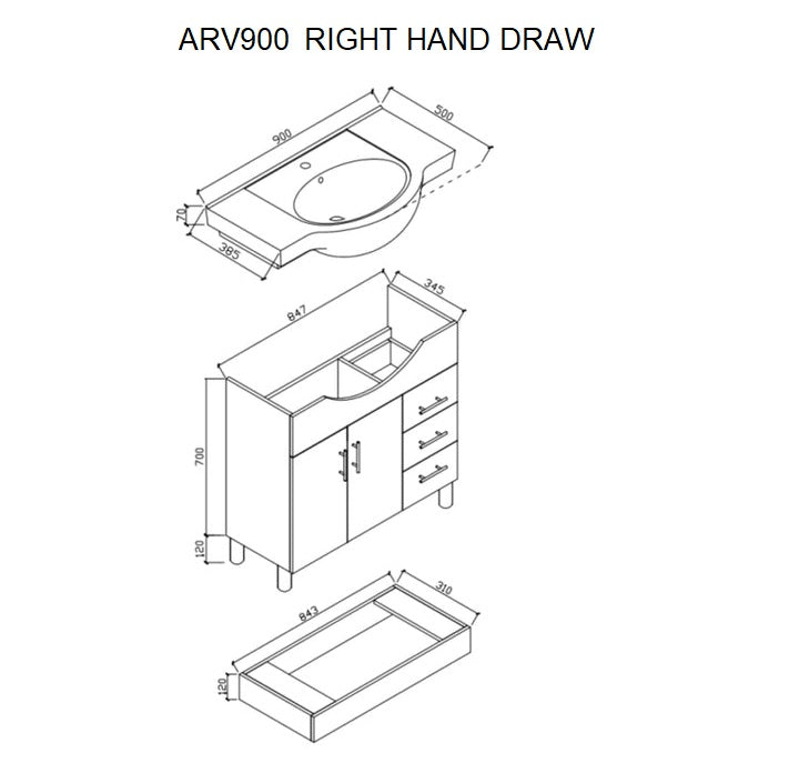 DURAPLEX ARIES VANITY 900MM