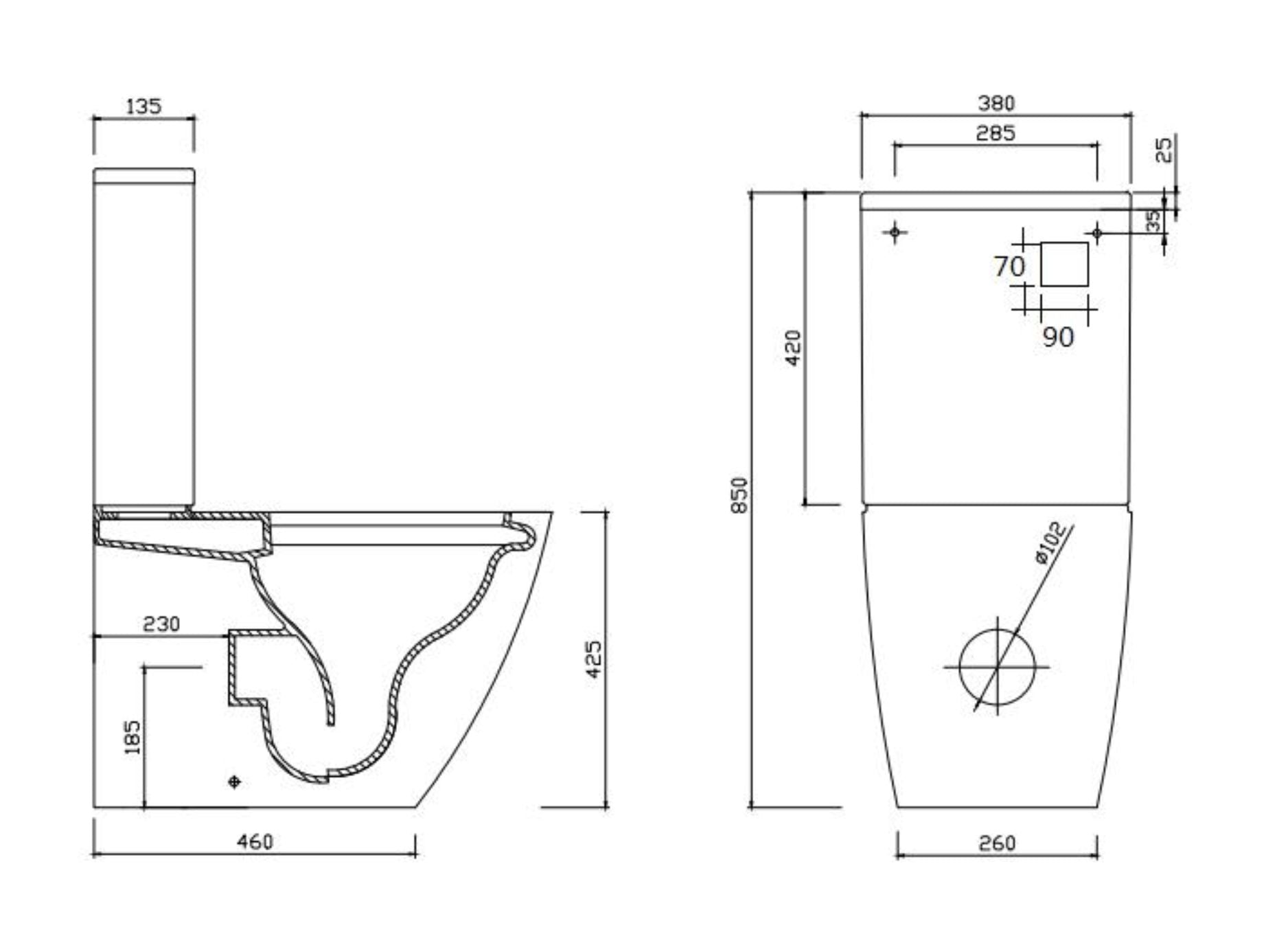 GALLARIA DANZA COMFORT UNIVERSAL BTW TOILET SUITE AND REMOTE WASHLET PACKAGE GLOSS WHITE