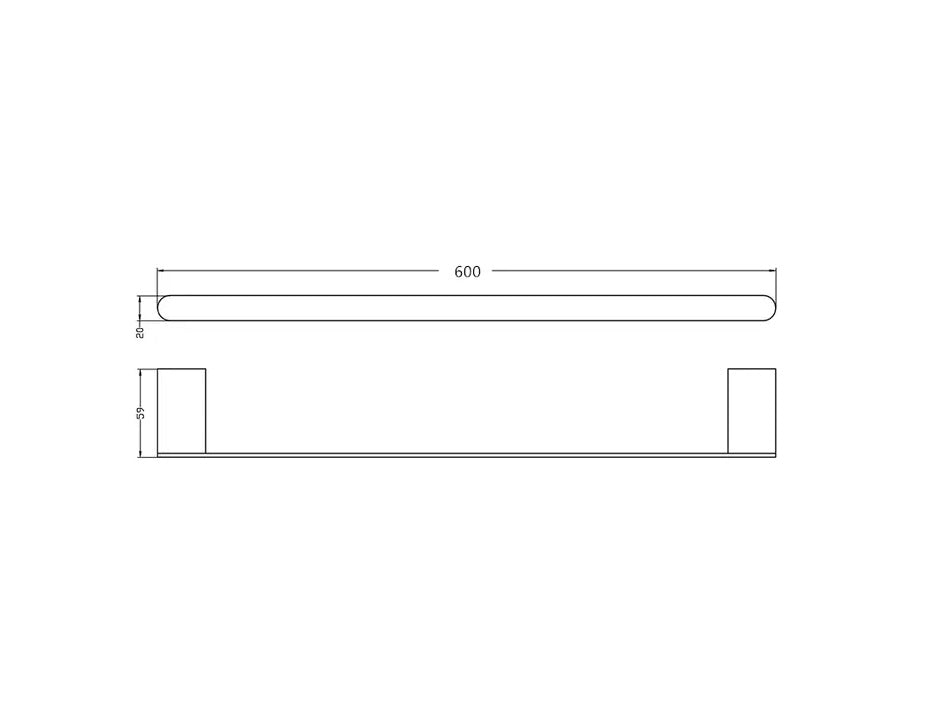 INSPIRE ZEVIO SINGLE NON-HEATED TOWEL RAIL CHROME 600MM AND 750MM