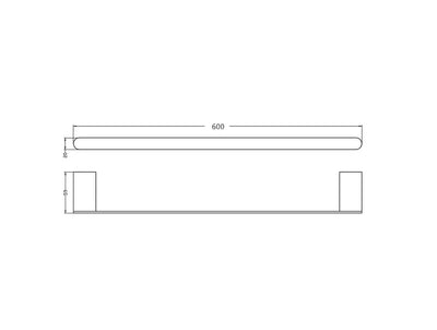 INSPIRE ZEVIO SINGLE NON-HEATED TOWEL RAIL MATTE BLACK AND ROSE GOLD 600MM AND 750MM