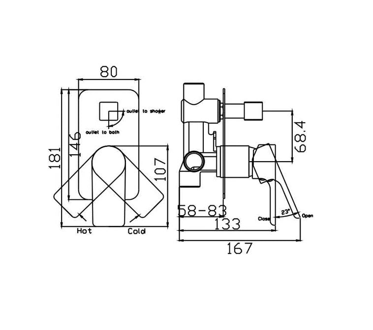 TAPART BATEAU WALL MIXER WITH DIVERTER BRUSHED NICKEL