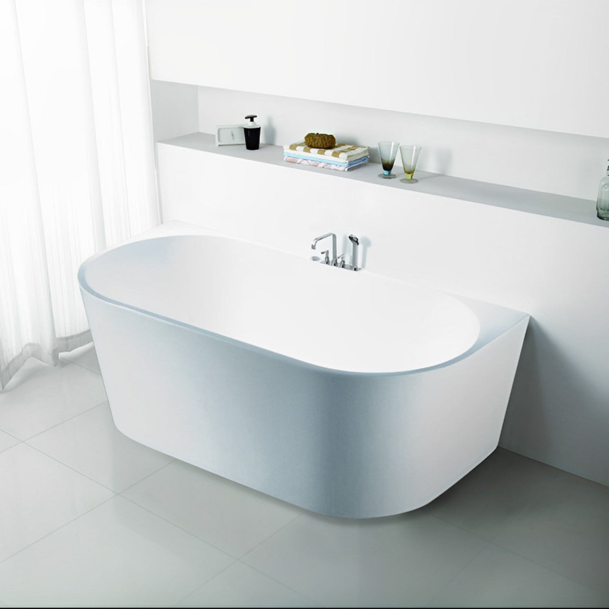 POSEIDON ELIVIA BACK TO WALL NF BATH GLOSS WHITE (AVAILABLE IN 1400MM, 1500MM AND 1700MM)