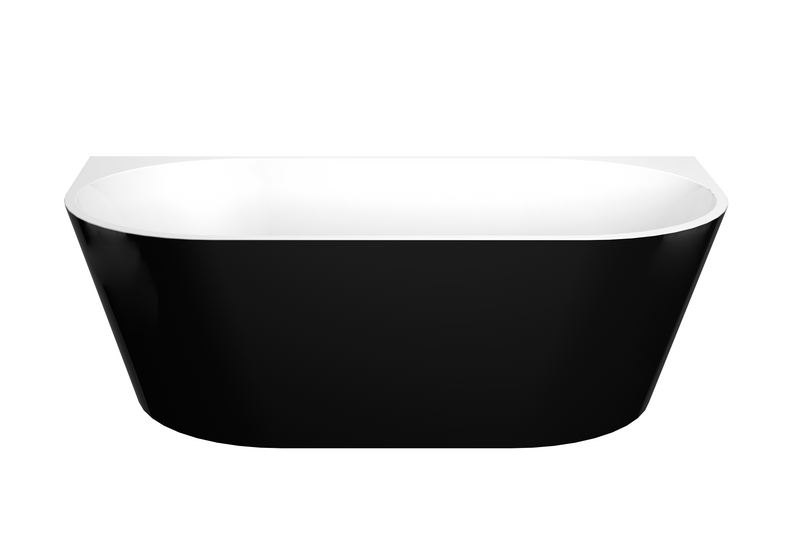 POSEIDON ELIVIA BACK TO WALL NF BATH GLOSS BLACK AND GLOSS WHITE (AVAILABLE 1500MM AND 1700MM)