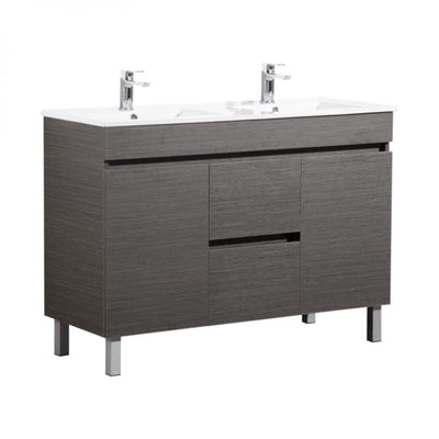 POSEIDON EVIE DARK BROWN 1200MM DOUBLE BOWL FLOOR STANDING VANITY