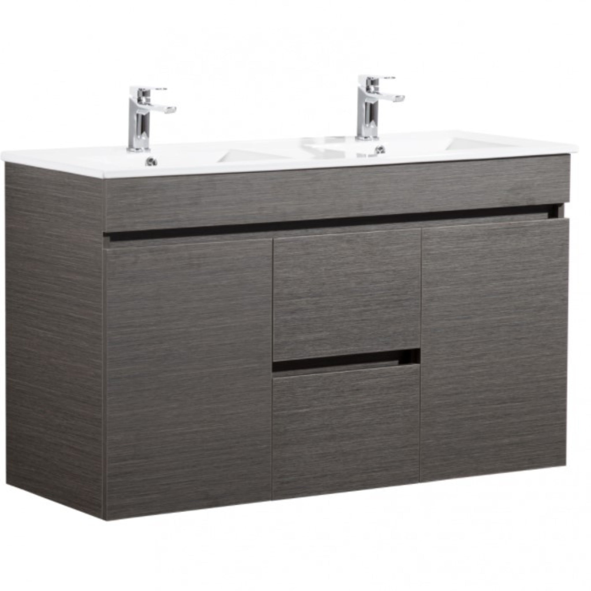 POSEIDON EVIE DARK BROWN 1200MM DOUBLE BOWL WALL HUNG VANITY