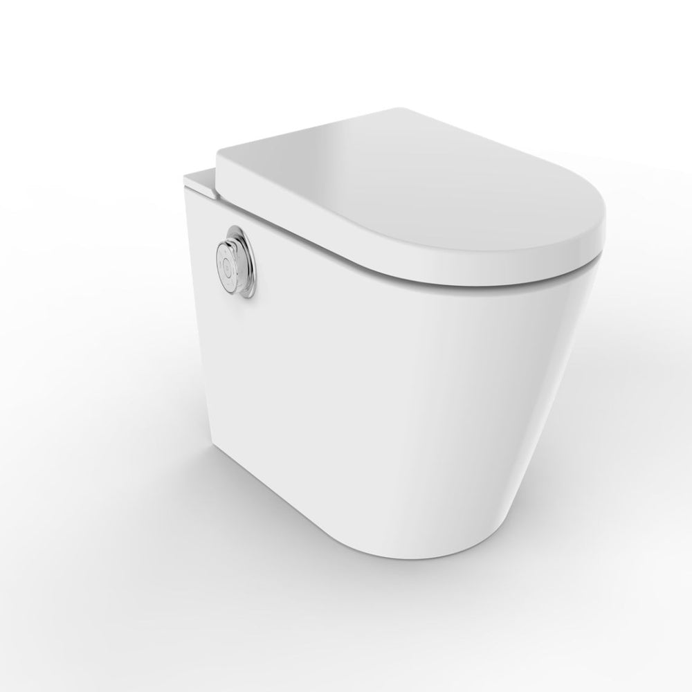 GALLARIA EVO COMFORT RIMLESS WALL FACE PAN AND REMOTE BIDET PACKAGE GLOSS WHITE