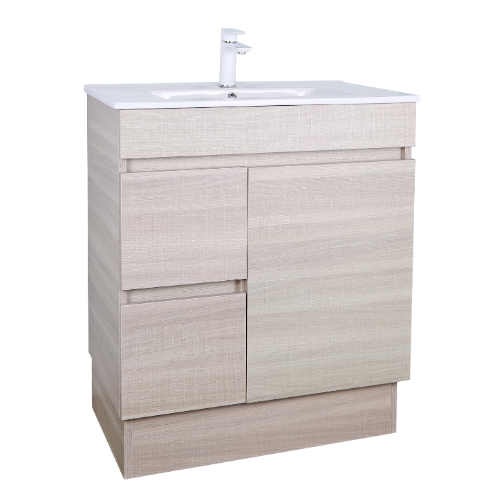 POSEIDON EVIE OAK 750MM SINGLE BOWL FLOOR STANDING VANITY (AVAILABLE IN LEFT HAND DRAWER AND RIGHT HAND DRAWER)