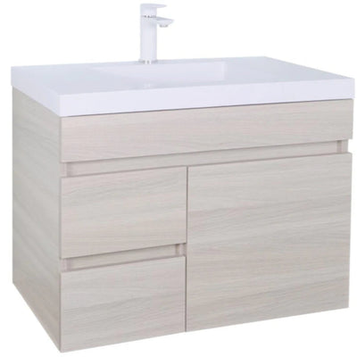 POSEIDON EVIE OAK 750MM SINGLE BOWL WALL HUNG VANITY (AVAILABLE IN LEFT AND RIGHT HAND DRAWER)