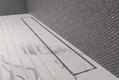 LINSOL EZYFLOW TILE INSERT CHANNEL GRATE  BRUSHED STAINLESS 1000MM