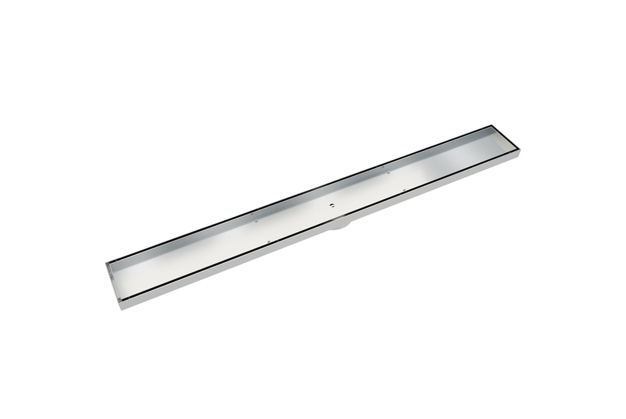 LINSOL EZYFLOW TILE INSERT CHANNEL GRATE  BRUSHED STAINLESS 1000MM