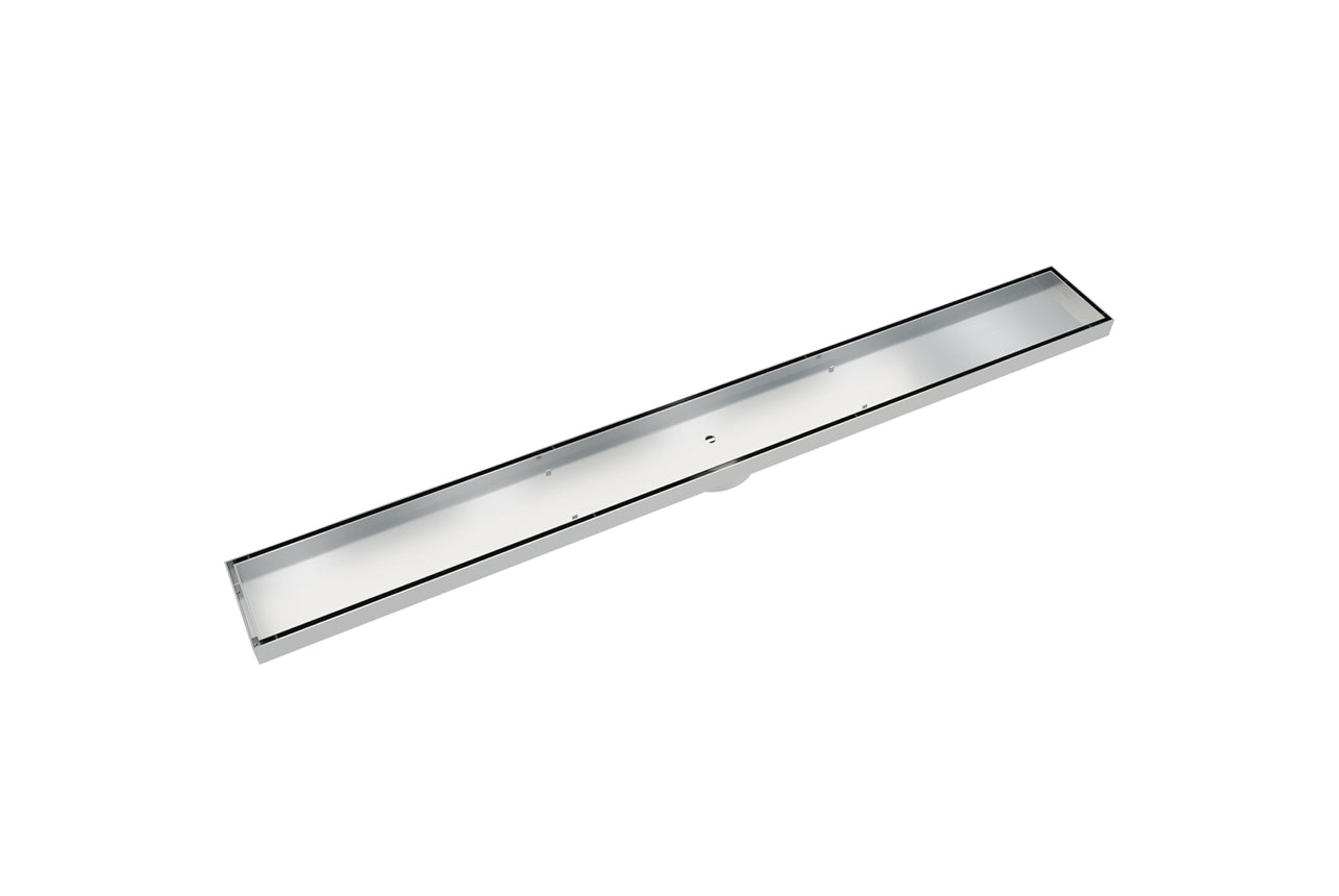 LINSOL EZYFLOW TILE INSERT CHANNEL GRATE  BRUSHED STAINLESS 1000MM