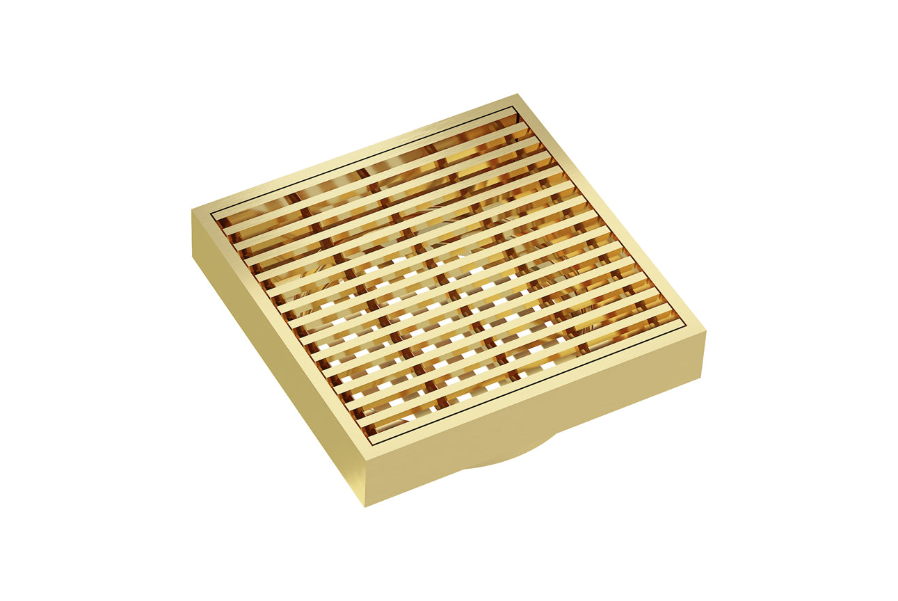 LINSOL EZYFLOW HEELGUARD GRATE BRUSHED BRASS 110MM