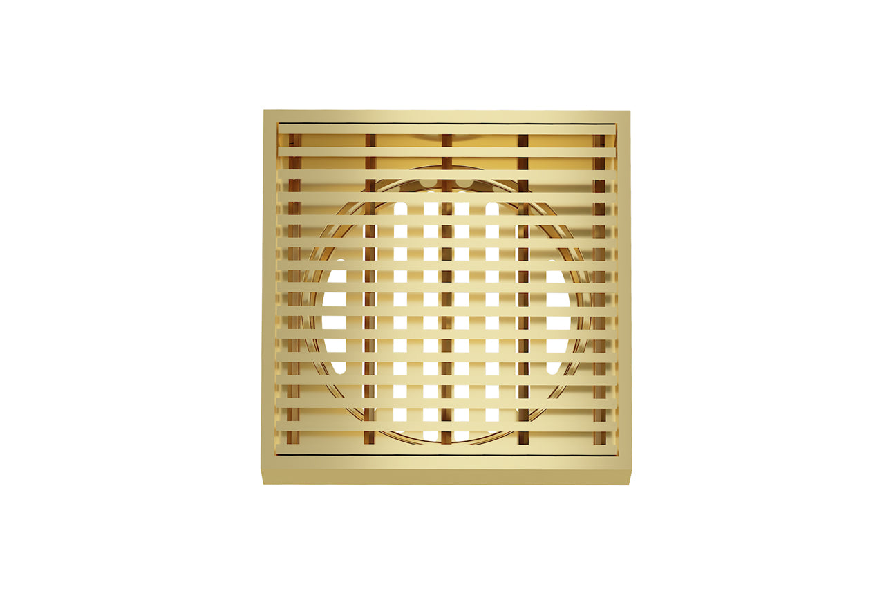 LINSOL EZYFLOW HEELGUARD GRATE BRUSHED BRASS 110MM