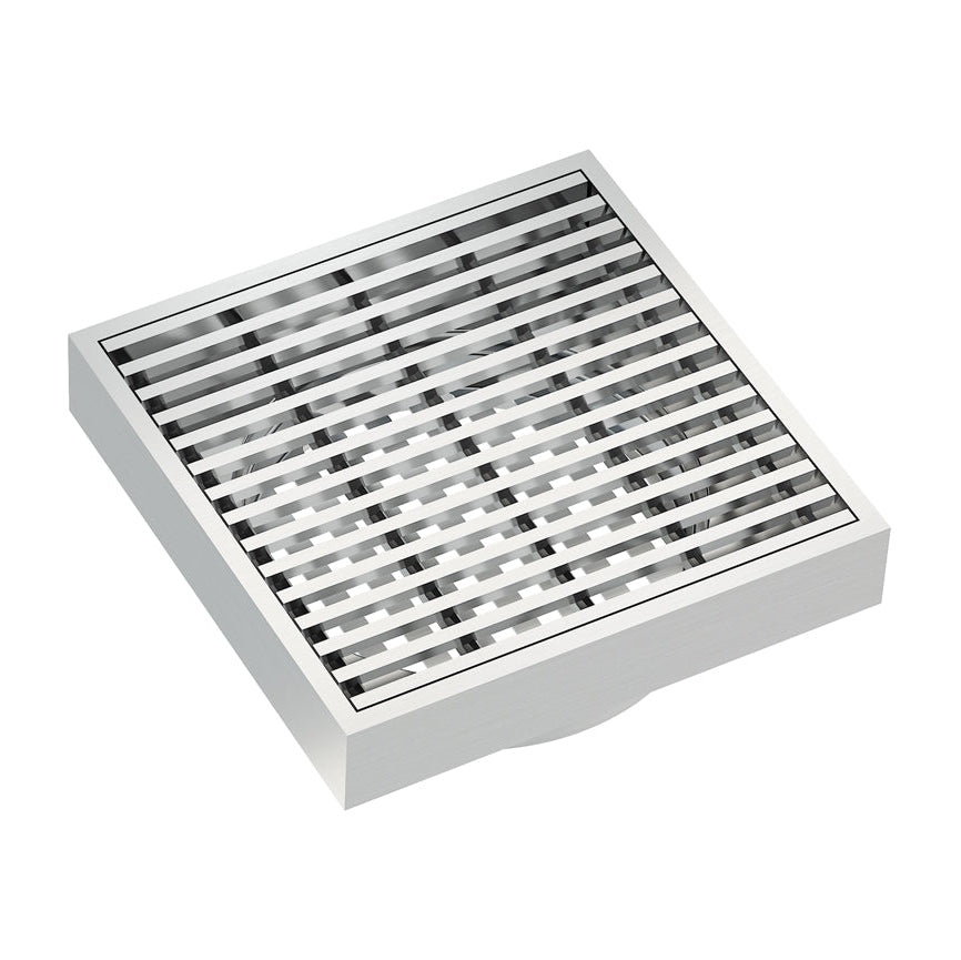 LINSOL EZYFLOW HEELGUARD DN89 SQUARE WASTE 110MM BRUSHED NICKEL