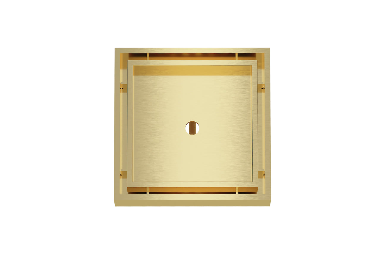 LINSOL EZYFLOW SQUARE TILE INSERT GRATE BRUSHED BRASS 110MM