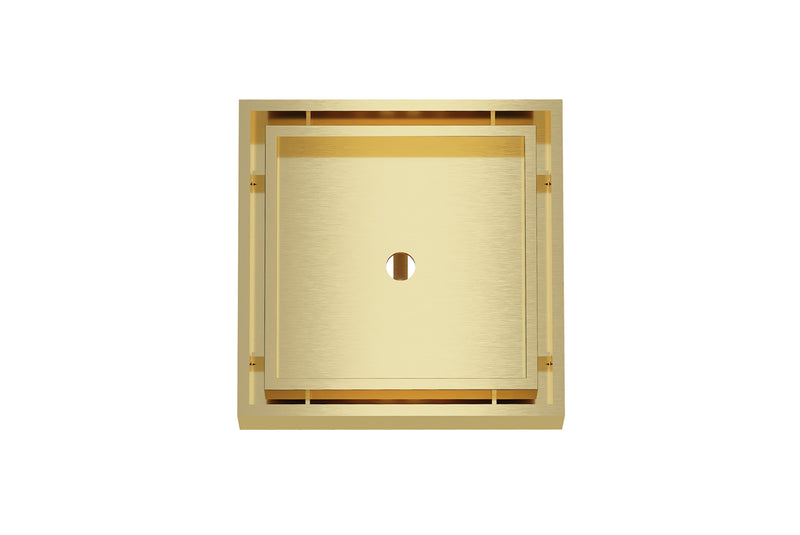 LINSOL EZYFLOW SQUARE TILE INSERT GRATE BRUSHED BRASS 110MM