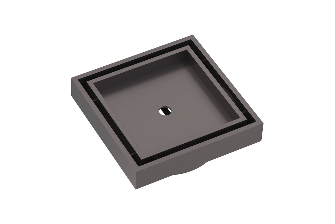 LINSOL EZYFLOW SQUARE TILE INSERT GRATE GUN METAL 110MM