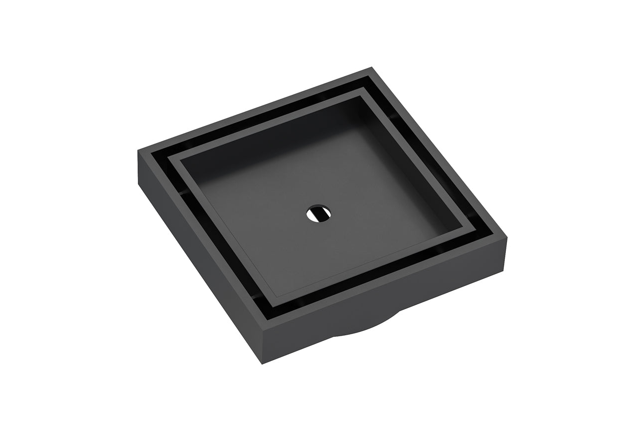 LINSOL EZYFLOW 110 SQUARE TILE INSERT GRATE MATTE BLACK 110MM