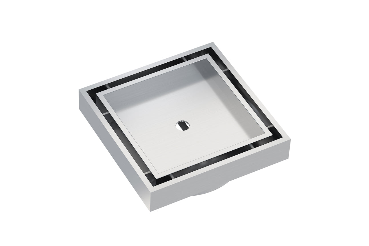 LINSOL EZYFLOW SQUARE TILE INSERT GRATE BRUSHED STAINLESS 110MM