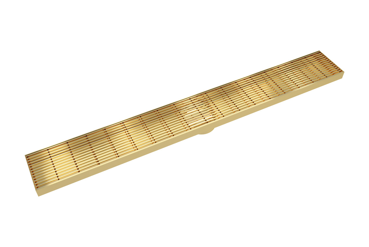 LINSOL EZYFLOW LINEAR HEELGUARD CHANNEL GRATE BRUSHED BRASS 800MM