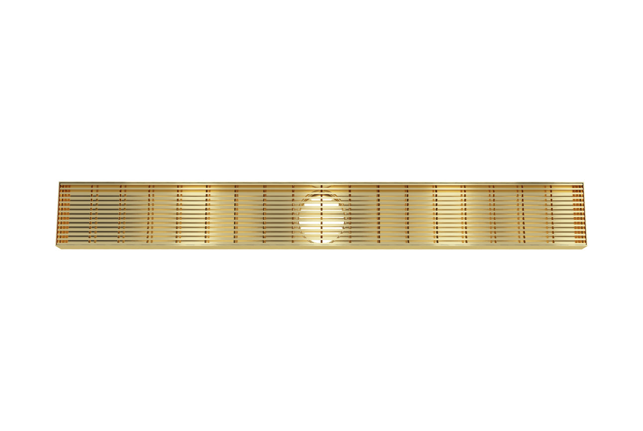 LINSOL EZYFLOW LINEAR HEELGUARD CHANNEL GRATE BRUSHED BRASS 800MM