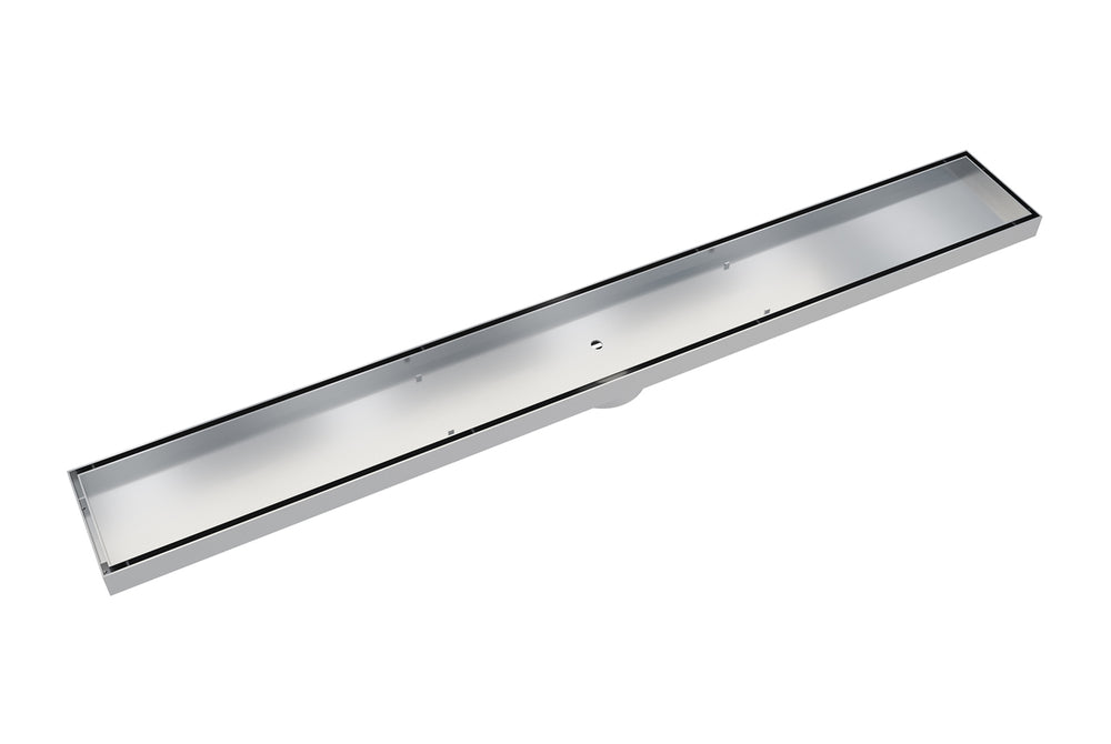 LINSOL EZYFLOW TILE INSERT CHANNEL GRATE BRUSHED STAINLESS 800MM