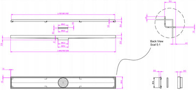 LINSOL EZYFLOW TILE  INSERT CHANNEL GRATE MATTE BLACK 800MM