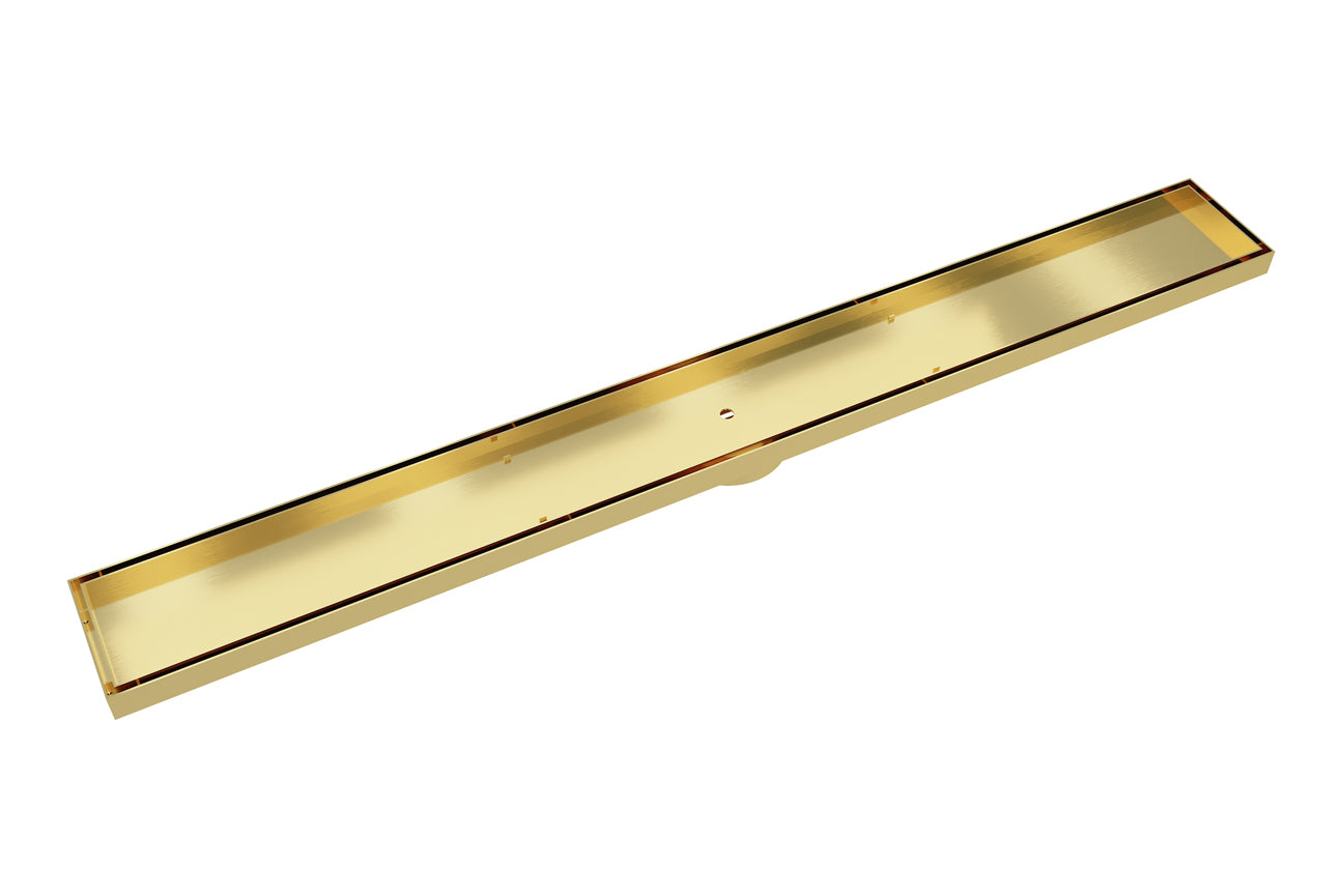 LINSOL EZYFLOW TILE INSERT CHANNEL GRATE BRUSHED BRASS 900MM