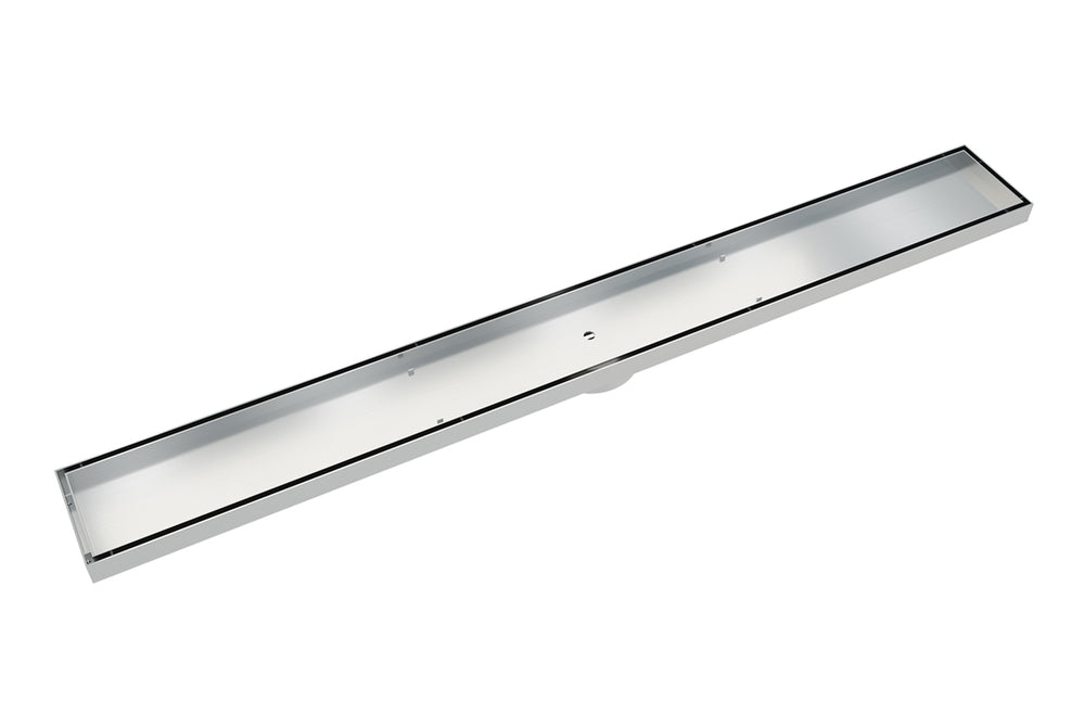 LINSOL EZYFLOW TILE INSERT CHANNEL GRATE BRUSHED STAINLESS 900MM