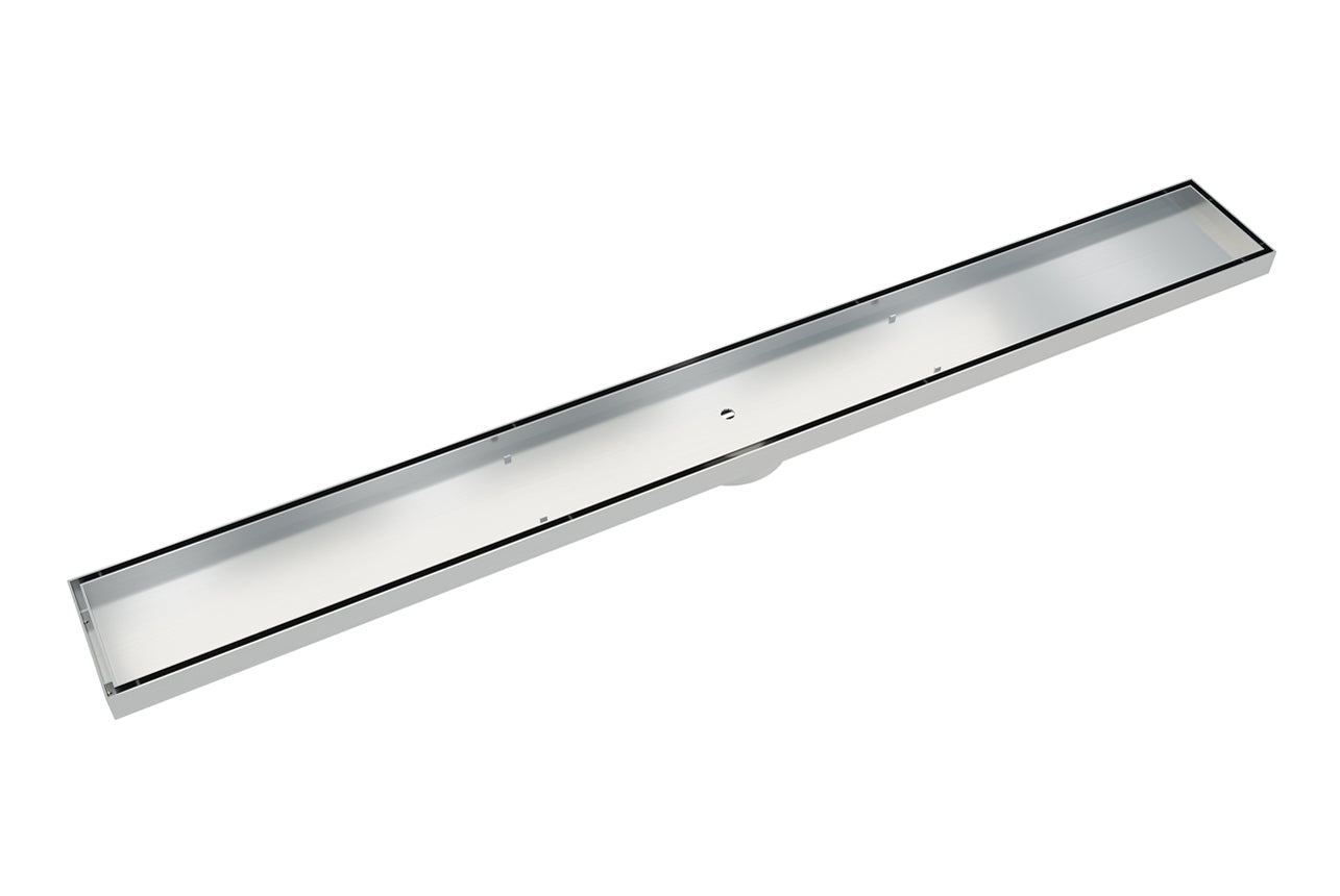 LINSOL EZYFLOW TILE INSERT CHANNEL GRATE BRUSHED STAINLESS 900MM