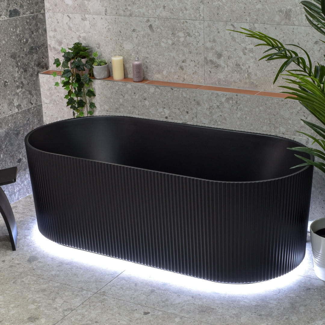 ENFLAIR BRIGHTON GROOVE FREESTANDING BATH MATTE BLACK (AVAILABLE IN 1500MM AND 1700MM)