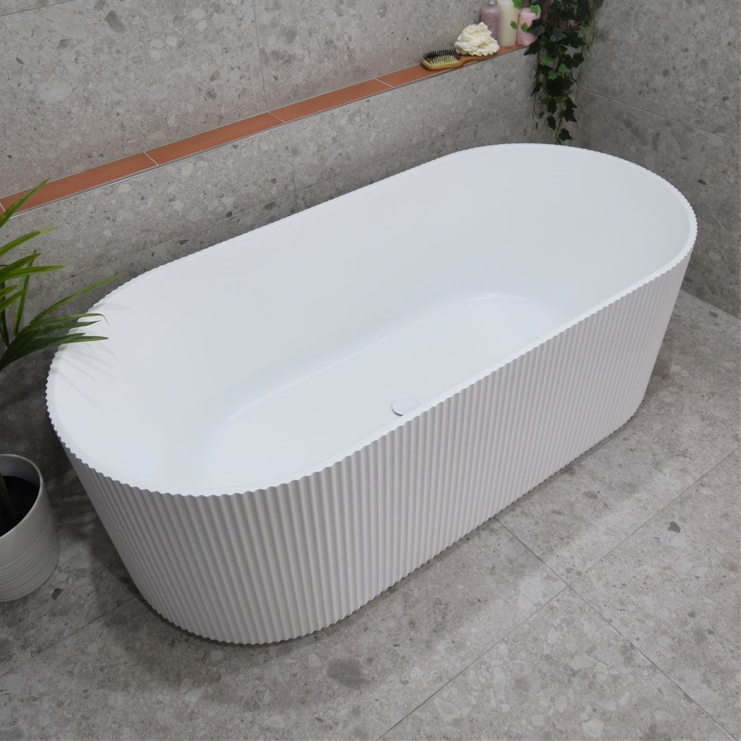 ENFLAIR BRIGHTON GROOVE FREESTANDING BATH MATTE WHITE (AVAILABLE IN 1500MM AND 1700MM)