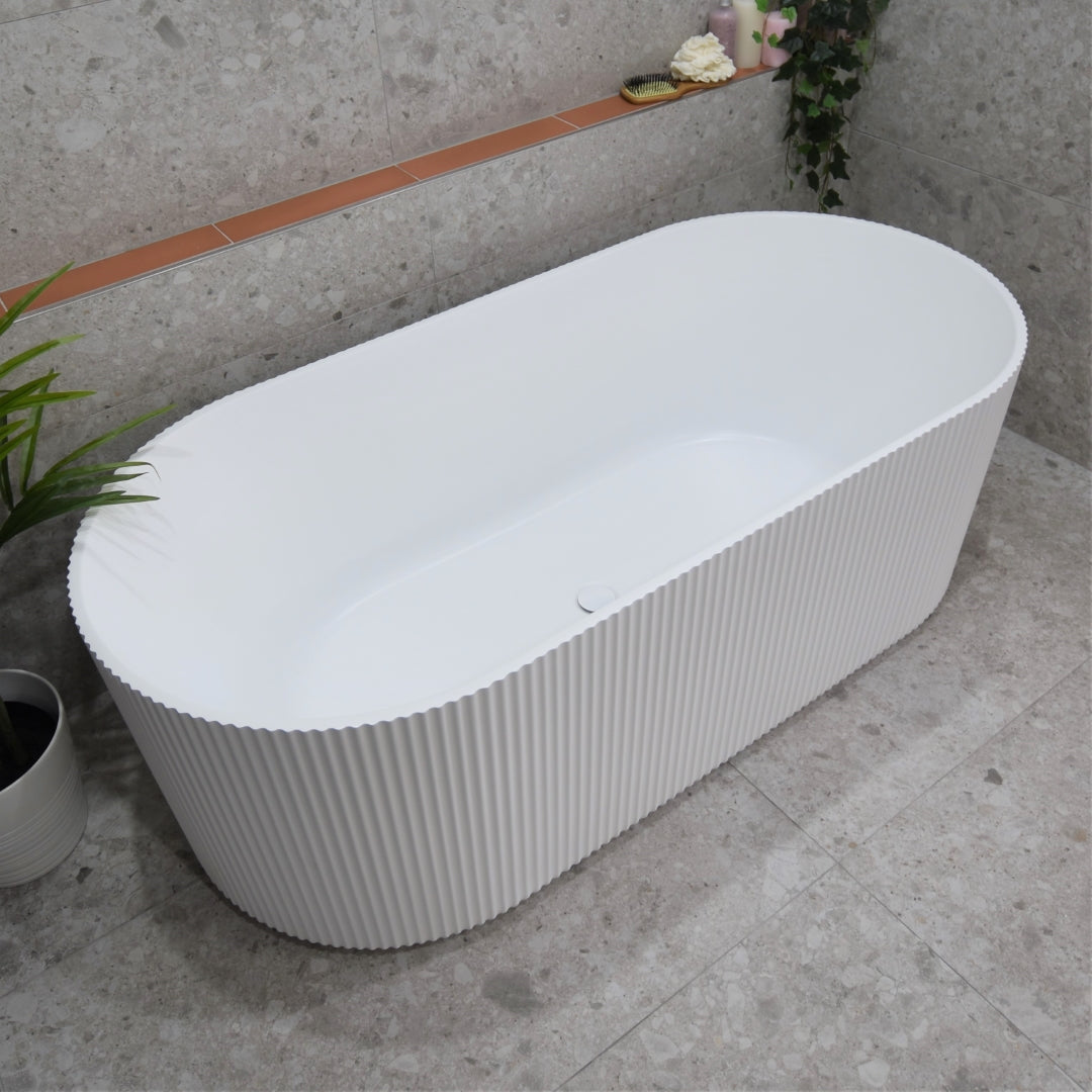 ENFLAIR BRIGHTON GROOVE FREESTANDING BATHTUB MATTE WHITE (AVAILABLE IN 1500MM AND 1700MM)