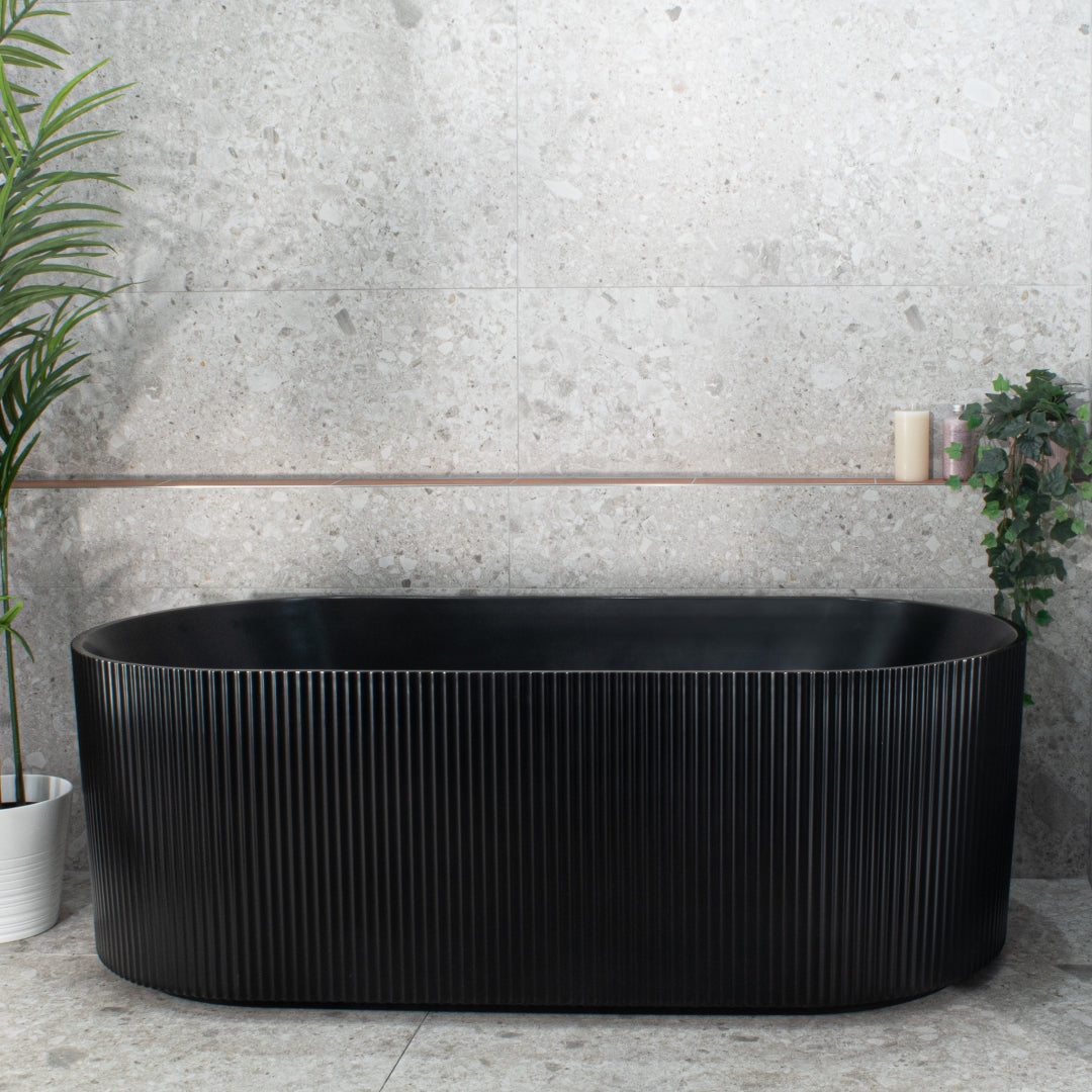 ENFLAIR BRIGHTON GROOVE FREESTANDING BATH MATTE BLACK (AVAILABLE IN 1500MM AND 1700MM)