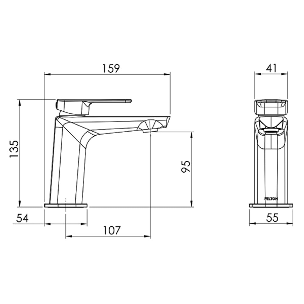 FELTON AXISS II BASIN MIXER 135MM MATTE BLACK