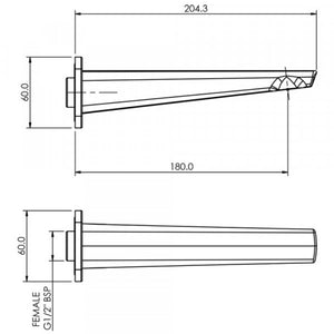 FELTON AXISS II BATH SPOUT 1/2" 204MM CHROME