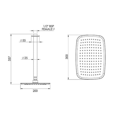 FELTON AXISS RAIN HEAD CEILING MOUNTED 300MM CHROME