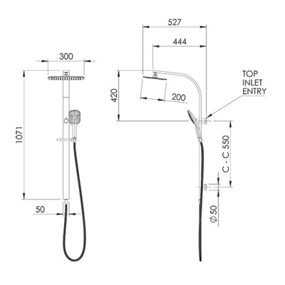 FELTON AXISS RAIN SHOWER COLUMN CHROME