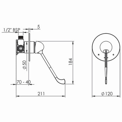 FELTON CARE SHOWER MIXER 120MM CHROME