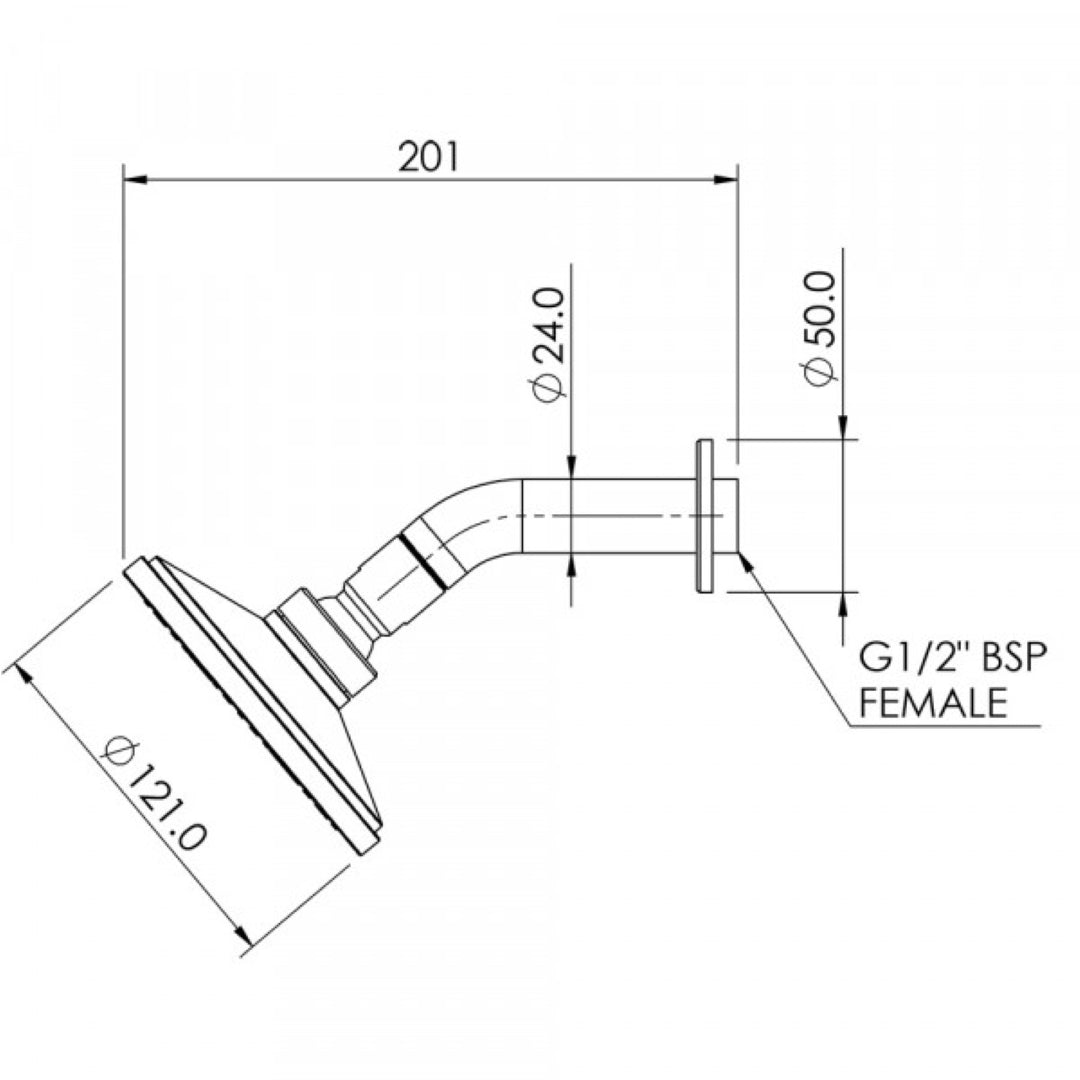 FELTON TATE AERLUX SHOWER ROSE 120MM BRUSHED NICKEL