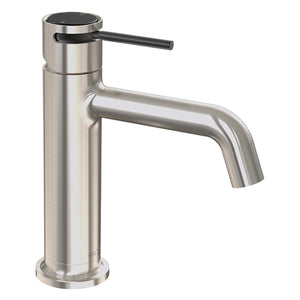 FELTON TATE BASIN MIXER 177MM BRUSHED NICKEL AND BLACK