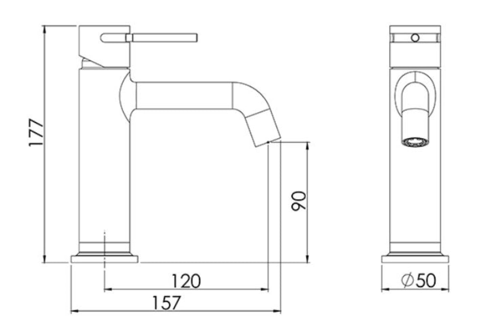 FELTON TATE BASIN MIXER 177MM CHROME