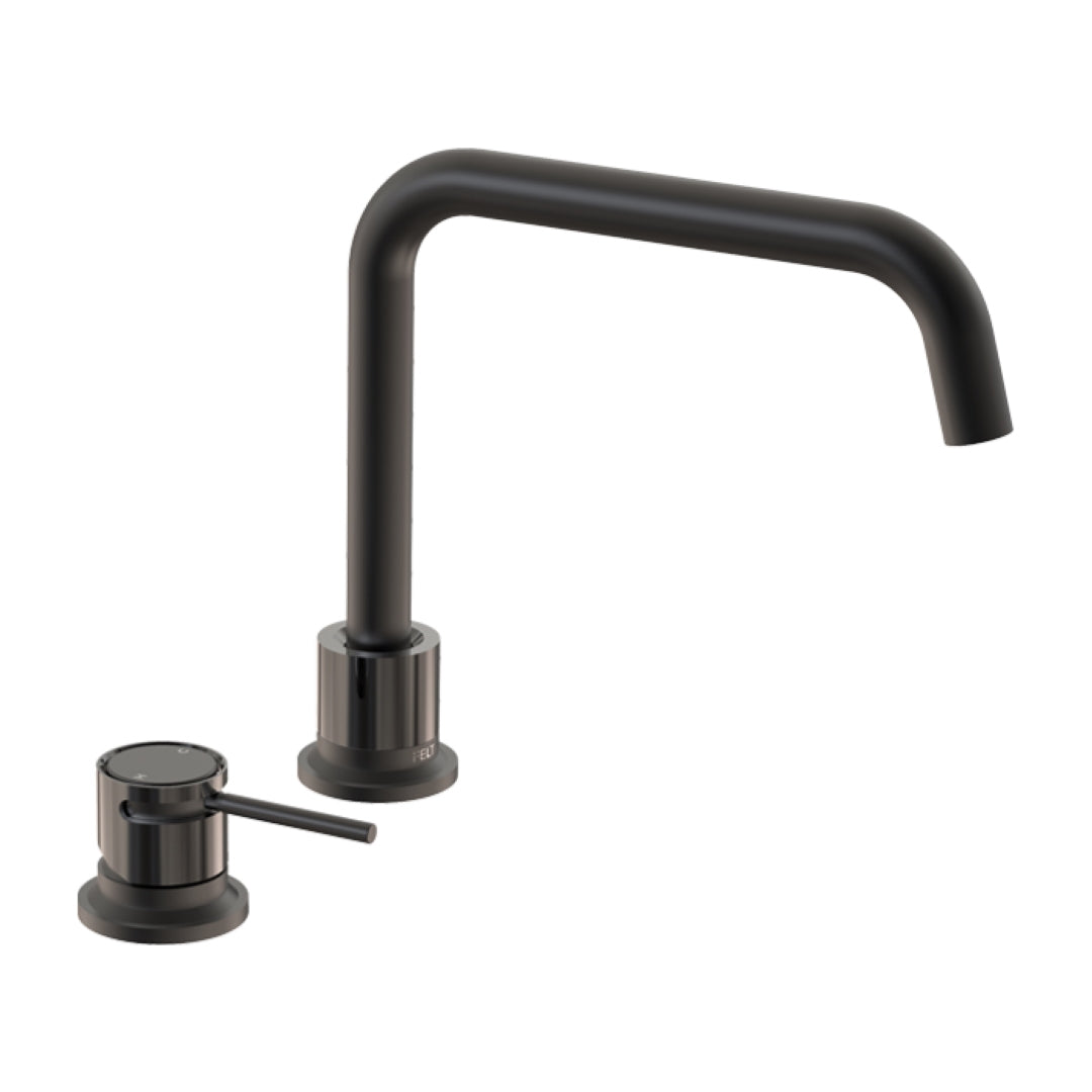 FELTON TATE DECK MOUNTED MIXER BLACK AND GUN METAL