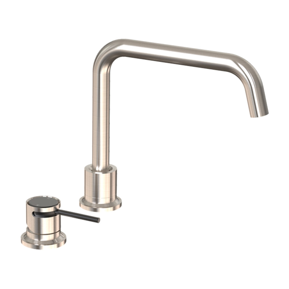 FELTON TATE DECK MOUNTED MIXER 300MM BRUSHED NICKEL AND BLACK