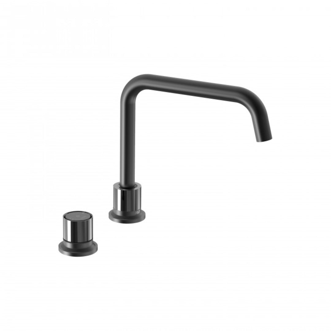 FELTON TATE DIGITAL DECK MOUNTED MIXER BLACK AND GLOSS BLACK